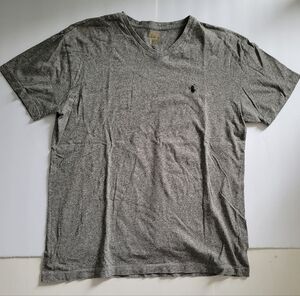 Polo Ralph Lauren Heather Grey Solid Color V Neck Short Sleeve T Shirt